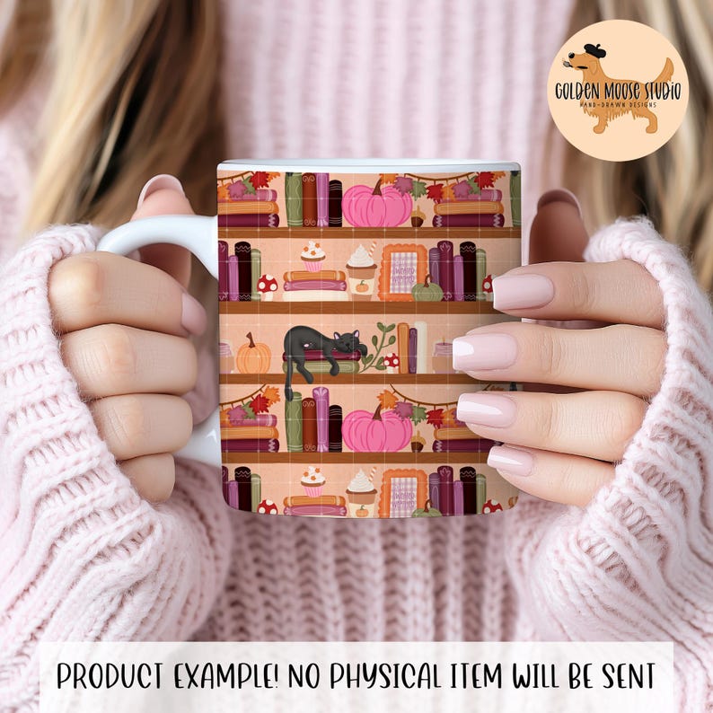 Fall Bookshelf Seamless Pattern, PNG Instant Download Digital Paper ...