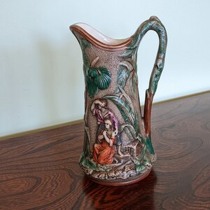 19th Century Parian Pitcher Paul and Virginia Motif