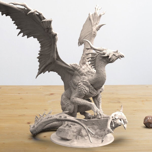 Elder Bronze Dragon in Four Sizes - 3D Printed Miniature in Four Sizes for D&D and other RPG's or Display - Rescale Miniatures