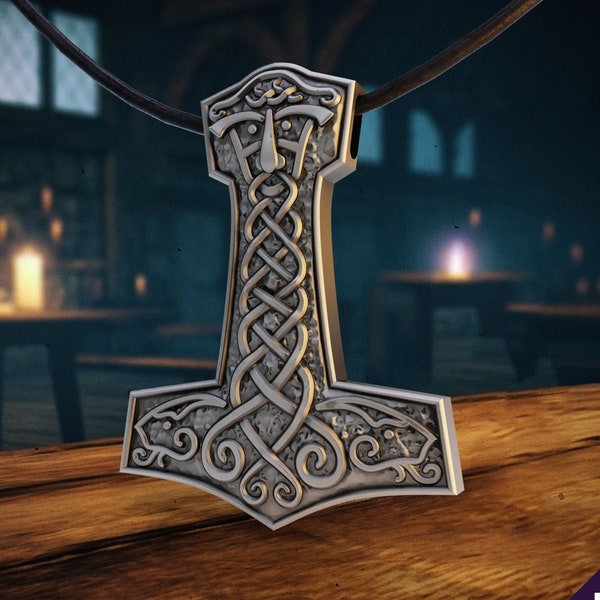 Thor's Hammer Amulet - Life-sized necklace prop for cosplay, LARPing and RPG games like D&D, Pathfinder and other RPG's