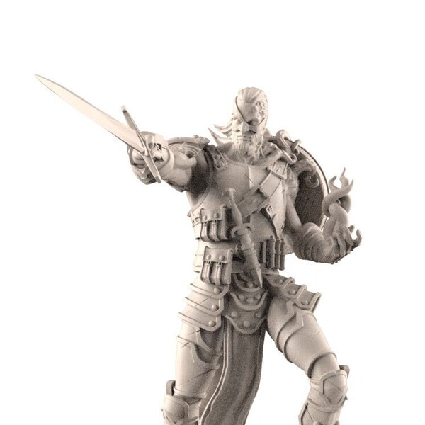 Lirent the Stricken - War Mage or Paladin - 3D Printed Miniature for D&D and other RPG's or Display - Archvillain Games
