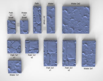 Floor Tiles - Water and Stone Path - Dungeon Lab - Modular Dungeon Terrain System - D&D, Pathfinder, Dungeon Bowl, RPG Games