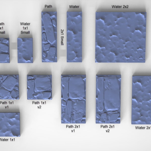 Floor Tiles - Water and Stone Path - Dungeon Lab - Modular Dungeon Terrain System - D&D, Pathfinder, Dungeon Bowl, RPG Games