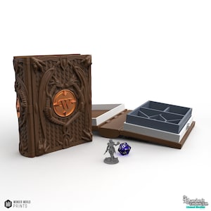 Dragon Tome - Boîte de rangement personnalisée pour dés, cartes, miniatures et jeux de tarot - Librarian's Enchanted Tome