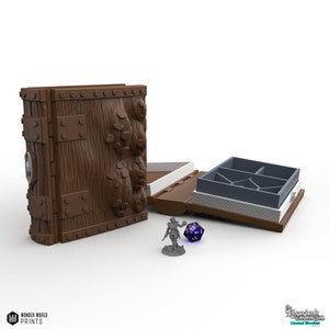 Imiter la forme - Boîte de rangement personnalisée pour dés, cartes, figurines et jeux de tarot - Tome enchanté du bibliothécaire