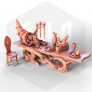 Elf Camp Banquet suitable for 28 and 32mm - Figures for D&D, Pathfinder and other RPG's  - STL Miniatures