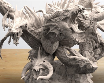 Tiamat - Queen of the Evil Dragons in Four Sizes - 3D Printed in Four Sizes for D&D and other RPG's or Display - Rescale Miniatures