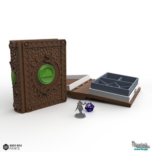 Chronique celtique - Boîte de rangement personnalisée pour dés, cartes, figurines et jeux de tarot - Tome enchanté du bibliothécaire