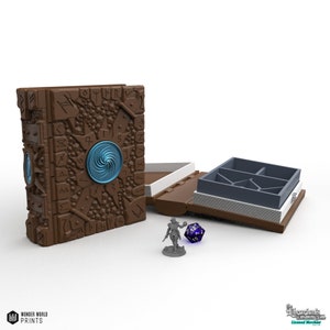 Pierres runiques - Boîte de rangement personnalisée pour dés, cartes, figurines et jeux de tarot - Tome enchanté du bibliothécaire