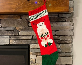 Large Knitted Mrs. Claus Stocking