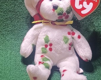 1998 MINT RARE Ty " 1998 Holiday Teddy " was Born With Errors in 1998 which makes this Vintage Retired Bear Unique being highly sought after