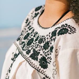 Hand Embroidered Cotton Mexican Mini Dress