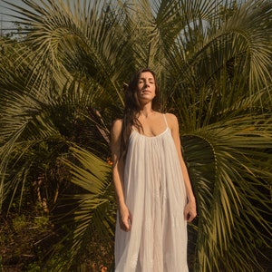 Flowy Hand Embroidered Cotton Beach Dress - True White