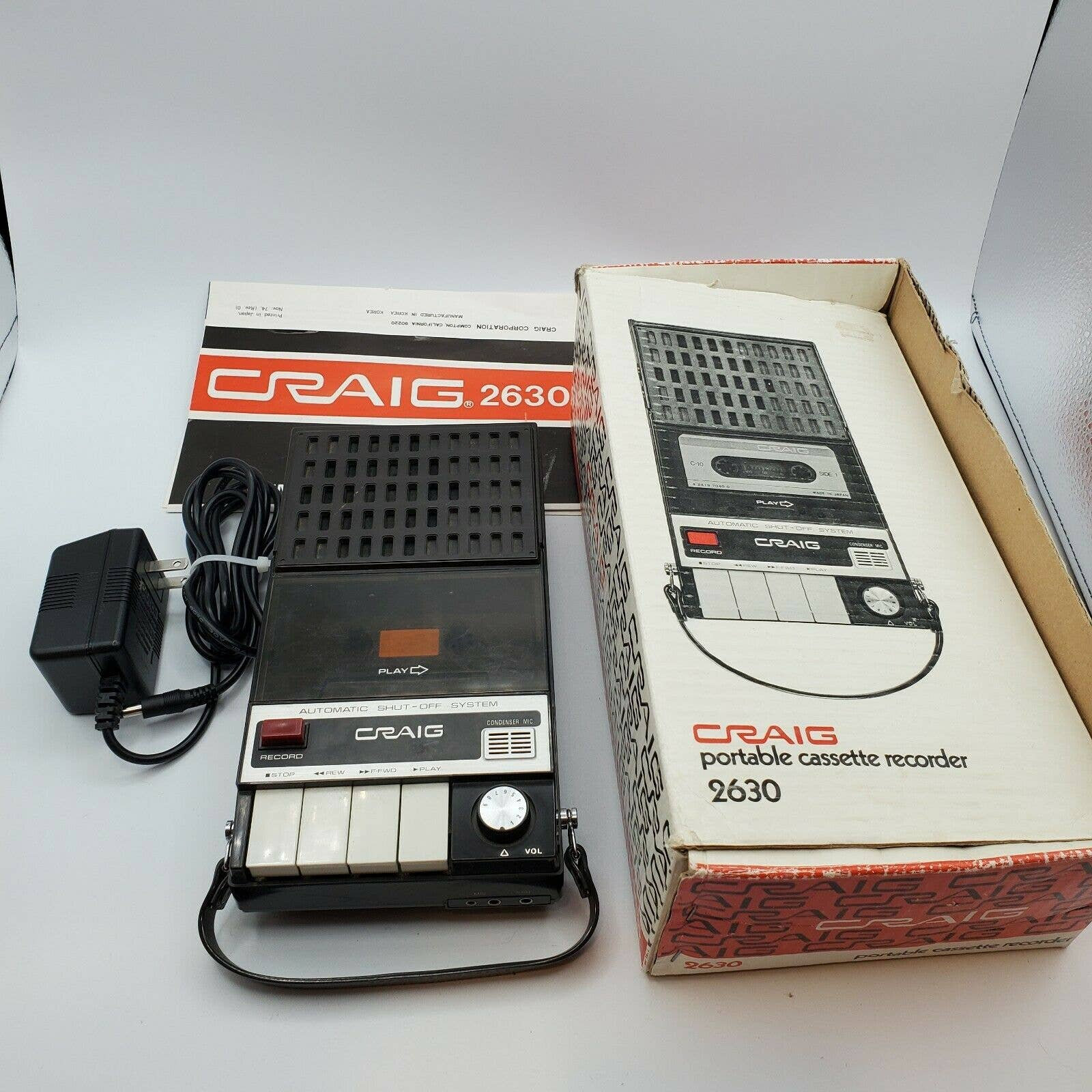 Vintage Craig 2630 Automatic Shutoff Cassette Player & Recorder Powers