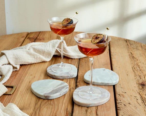 Amie Natural Polished Marble Coasters Irregular Shape