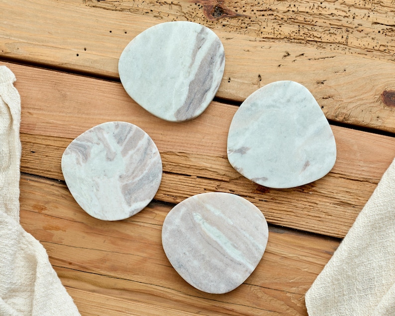 Natural Polished Marble Coasters Irregular Shape from What a Host Home