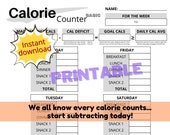 Weekly Calorie Counter: Weight Loss Planner Printable (PDF Form)