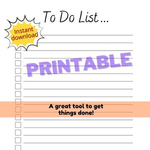 To Do List Checklist.pdf To Do List PDF Form Simple to Do Checklist Printable - Etsy