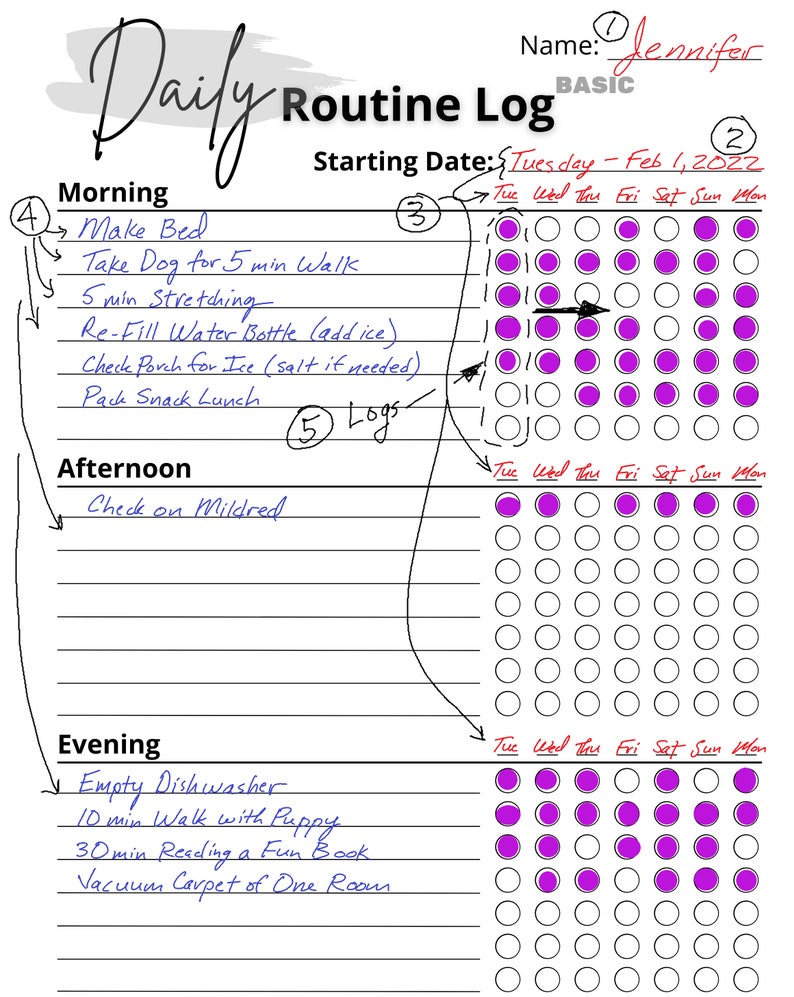 Daily Routine Log: Basic Printable PDF Tracker - Etsy
