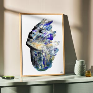 Impresión artística de retrato a lápiz y pintura, "Aura": ilustración original, dibujo, pintura, decoración mural, póster único