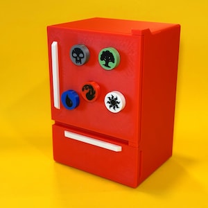 Röd kylskåpslåda för Magic the Gathering MTG EDH Commander anpassad låda för tärningar, förvaring, TCG-förvaring, passar 100 TCG-kort med sleeve