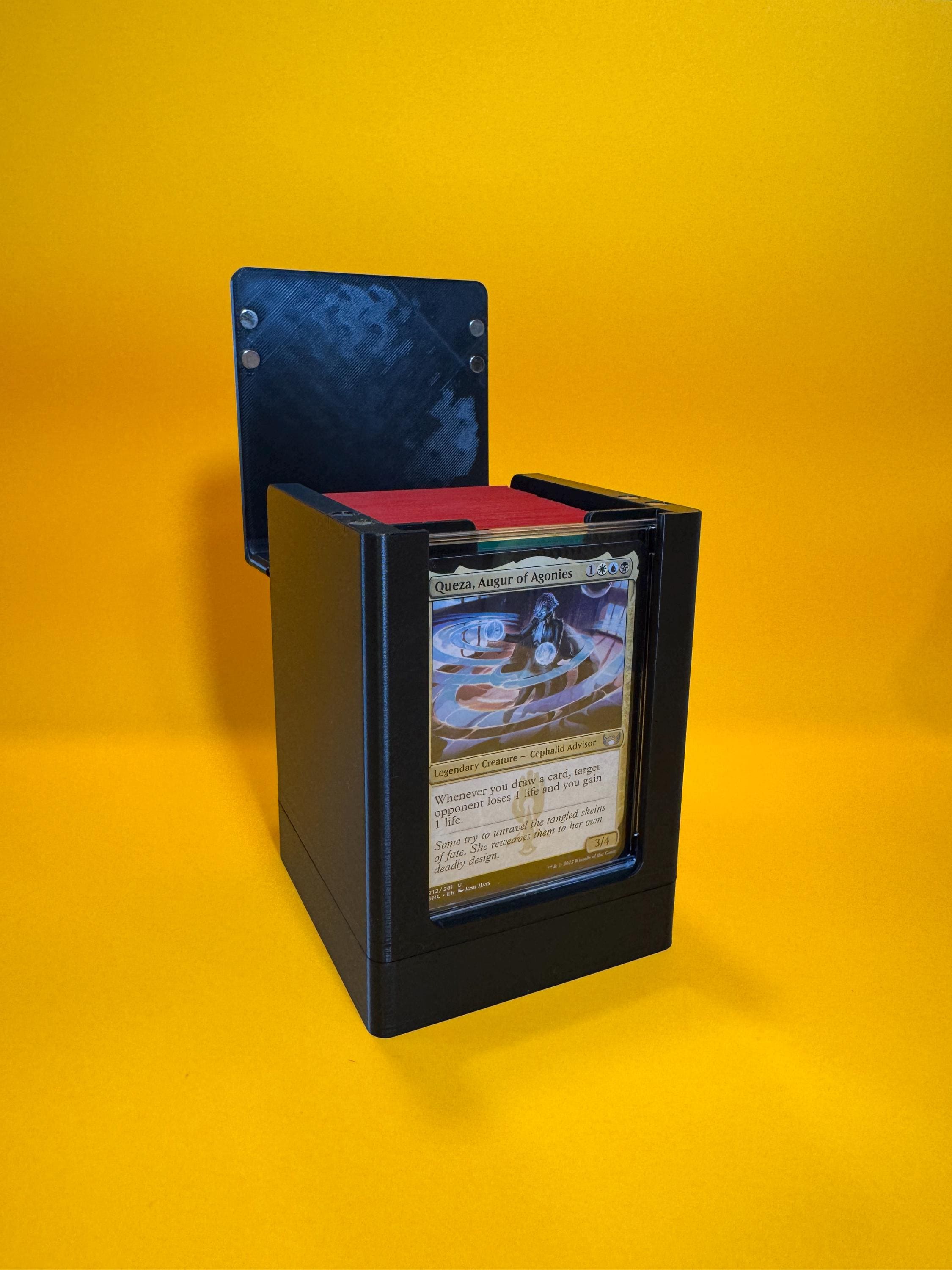 mtg deck box with commander display MTG Commander Set - Command Zone Tray and Deck Box With Window - Wooden, Magnetic Player Board With Trackers and Deck Box With Tokens Drawer