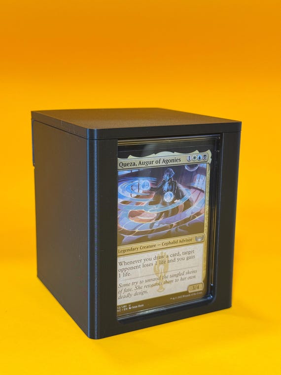 deck box 100 double sleeved cards Black Commander Deck Box for Magic the Gathering MTG Deck Box Fits 100  Double Sleeved Cards TCG Deck Box Front Display Commander
