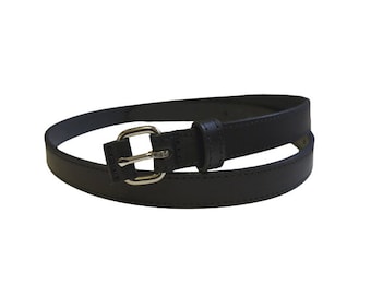 Classic Black Casual HANDCRAFTED 100% FULL GRAIN Leather Belt Made in Australia. Gift for her, Gift for girlfriend