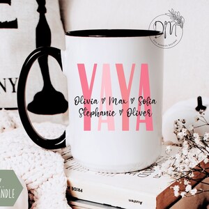 Yaya Mug With Grandkids Names Mug for Yaya Personalized Yaya Coffee Mug Custom Kids Names Yaya Cup Yaya Mother’s Day Yaya Gift for Yaya Mug