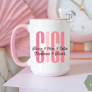 Gigi Mug With Grandkids Names Mug for Gigi Personalized Gigi Coffee Mug Custom Kids Names Gigi Cup Gigi Mother’s Day Gigi Gift for Gigi Mug