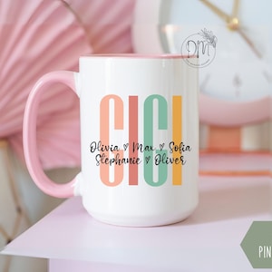 Gigi Mug With Grandkids Names Mug for Gigi Personalized Gigi Coffee Mug Custom Kids Names Gigi Cup Gigi Mother’s Day Gigi Gift for Gigi Mug