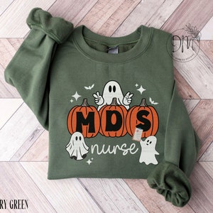 MDS Nurse Halloween Sweatshirt, Minimum Data Set Nurse Sweatshirt, Spooky MDS Nurse Appreciation Gift for Mds Nurse Pumpkin Sweatshirt