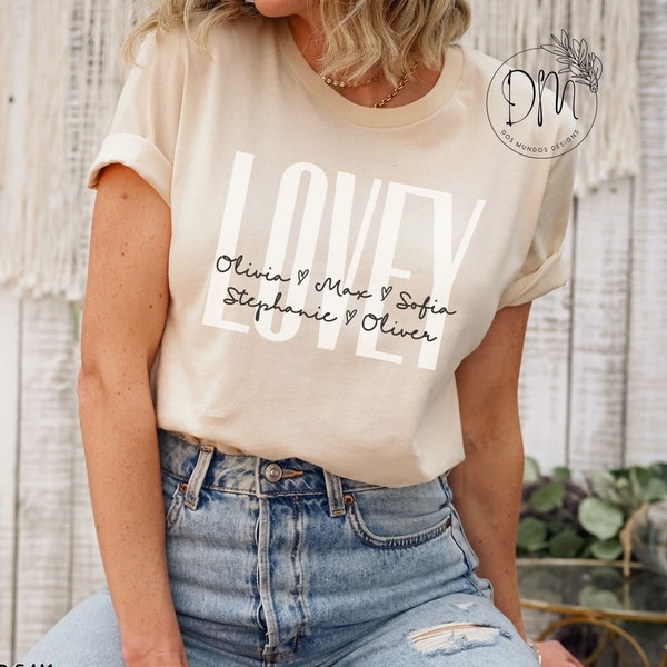 Lovey Shirt, Personalized Lovey T-shirt, Lovey Shirt With Grandkid Names Lovey Shirt, Lovey Custom Shirt for Lovey Mothers Day Grandma Gift