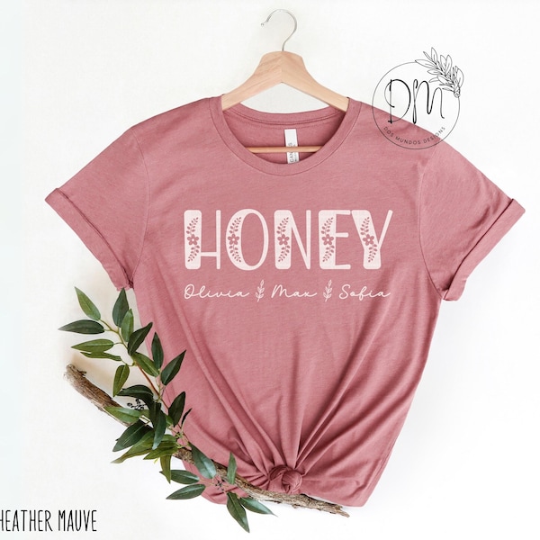 Honey Shirt, Personalized Honey T-shirt, Wildflowers Honey Shirt, Grandkid Names Honey Shirt, Floral Honey Shirt for Honey Mother's Day Gift