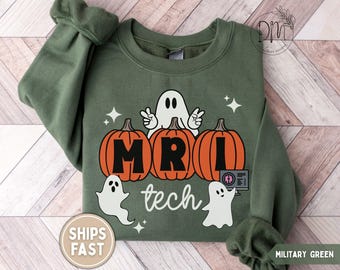 Halloween MRI Tech Sweatshirt MRI Technologist Halloween Sweatshirt  Spooky MRI Tech Sweater Magnetic Resonance Technologist Pumpkin Sweater