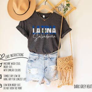 Salvadoreña Latina Shirt, El Salvador Flag Shirt, Regalo Para Salvadoreña, Proud Salvadoreña Gift for Salvadoran Hispanic Heritage Month image 2