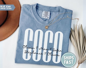 Coco Shirt, Personalized Coco T-shirt, Coco Shirt With Grandkid Names Coco Shirt, Coco Custom Shirt for Coco Mothers Day Grandma Gift Coco