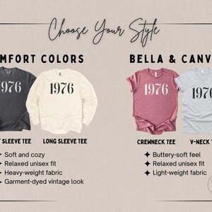1976 Shirt, 50th Birthday Shirt, 1976 T-shirt, 1976 Birth Year Shirt, Hello Fifty Shirt, Vintage 1976 Shirt, Est 1976 Tee 1976 Birthday Gift image 3