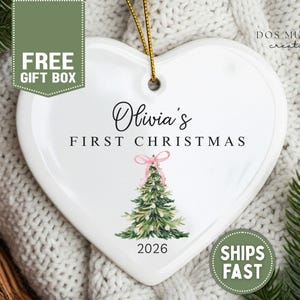 Baby's First Christmas Personalized Ornament My First Christmas 2025 Ornament Pink Bow Baby Girl Christmas Gift for New Baby Girl Ornament