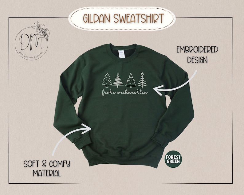 Embroidered Frohe Weihnachten Sweatshirt Embroidered Christmas Sweatshirt 2025 German Christmas Sweatshirt Embroidered Fröhliche Weihnachten immagine 2