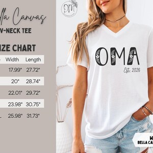 Oma Shirt, Floral Oma Established Shirt, Personalized Oma Est Shirt, New Oma Pregnancy Reveal Oma Mothers Day Gift for Oma Est 2026 Shirt zdjęcie 9