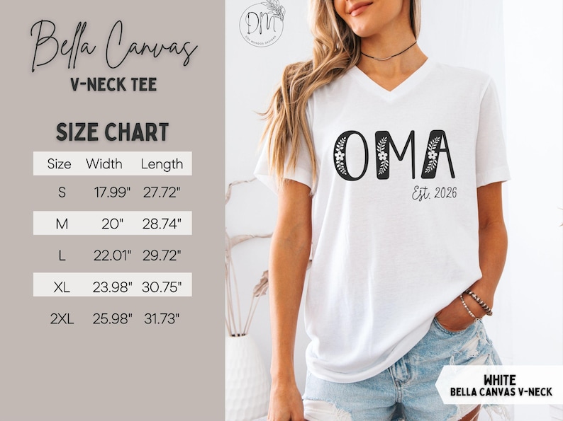 Oma Shirt, Floral Oma Established Shirt, Personalized Oma Est Shirt, New Oma Pregnancy Reveal Oma Mothers Day Gift for Oma Est 2026 Shirt zdjęcie 9