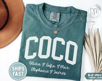 Coco Shirt with Grandkid Names Personalized Coco Shirt Custom Coco TShirt Coco Tee Custom Coco Gift for Coco Mothers Day Gift