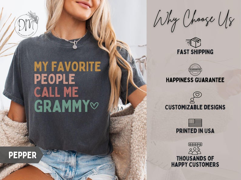 Grammy Shirt My Favorite People Call Me Grammy Shirt Grammy Gift for Grammy Mothers Day Gift Best Grammy Shirt Grammy T-Shirt image 7