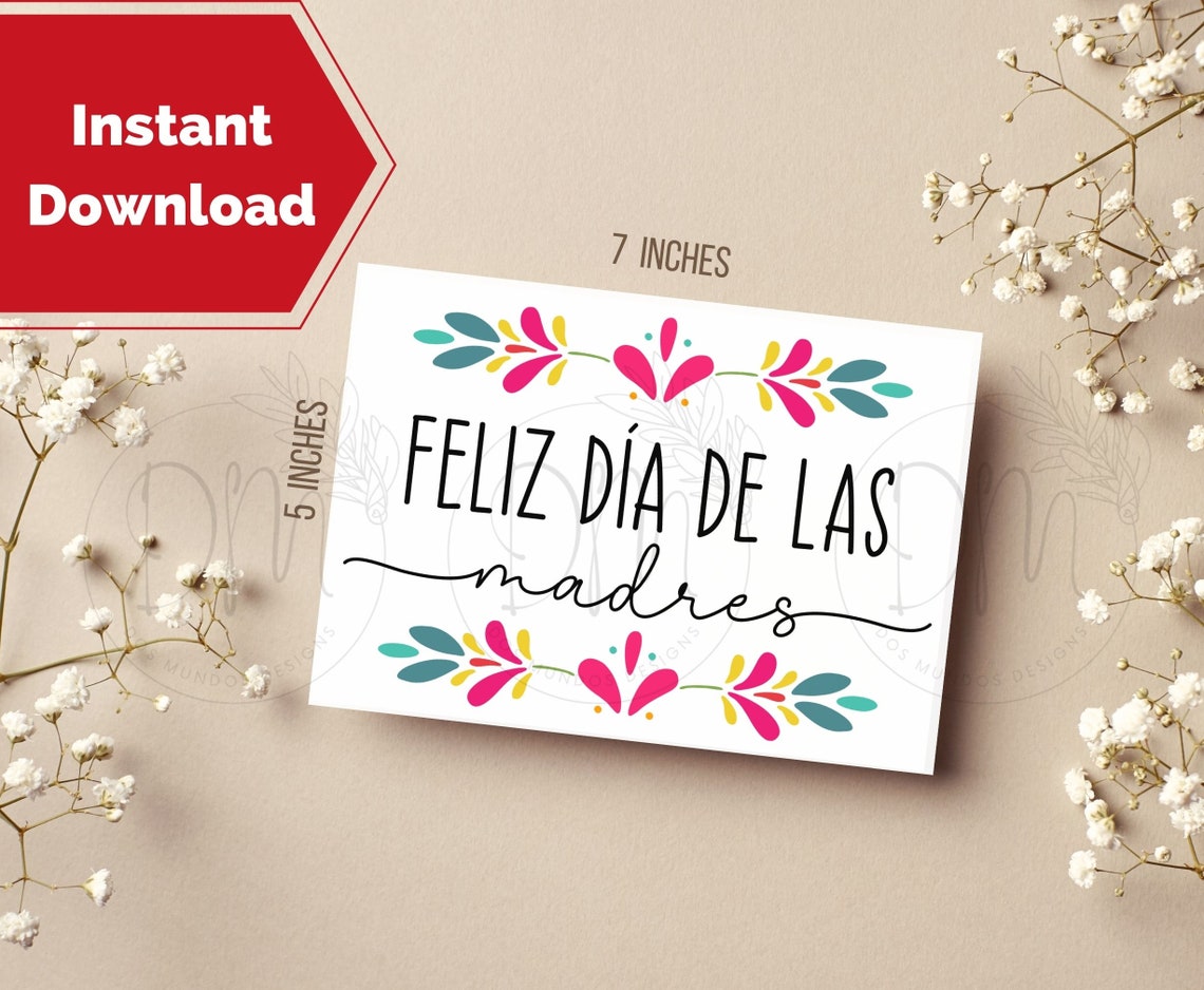 PRINTABLE Feliz Día De Las Madres Card IMPRIMIBLE Tarjeta Dia | Etsy