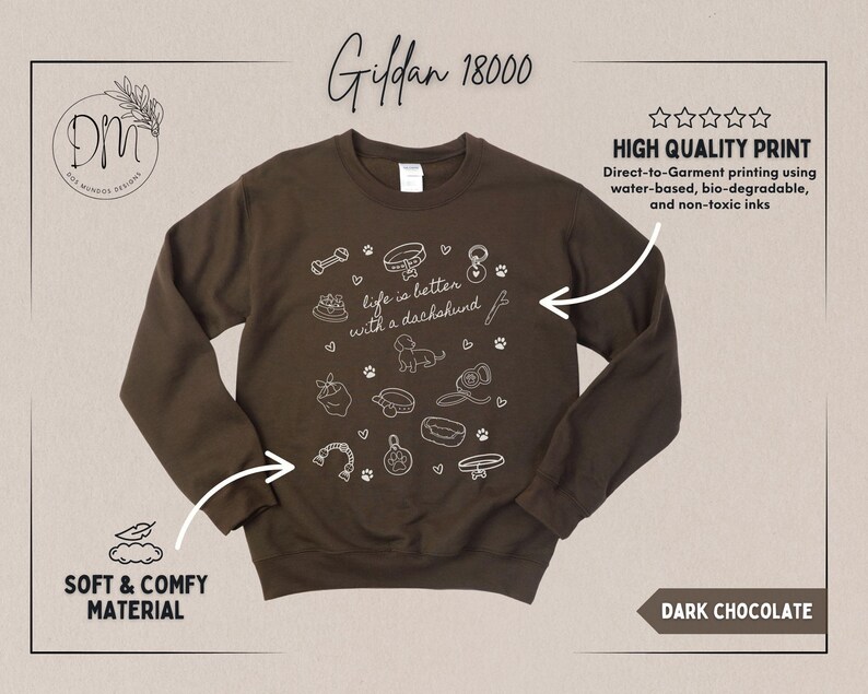 Dachshund Sweatshirt Dachshund Mom Sweatshirt Dachshund Lover Gift for Weenie Mom Sweatshirt Weiner Dog Sweatshirt afbeelding 2