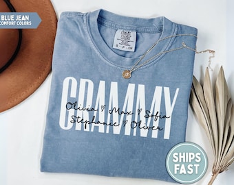 Grammy Shirt, Personalized Grammy T-shirt, Grammy Shirt With Grandkid Names Grammy Shirt, Grammy Custom Shirt for Grammy Mothers Day Grandma