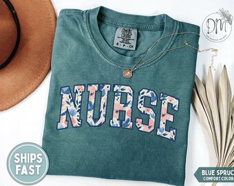 Nurse Shirt Floral Nurse Tshirt for Nurse T-Shirt Registered Nurse Gift for Nurse Appreciation Gift for Nurse Graduation Gift