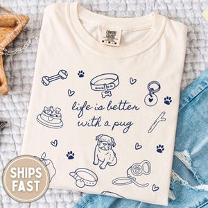 Pug Shirt Pug Mom Shirt Pug Lover Gift for Pug Mom Shirt Doodle Pug Tshirt Pug Comfort Colors Shirt Pug Mama Shirt Gift for Pug Lover image 1