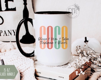 Coco Mug With Grandkids Names Mug for Coco Personalized Coco Coffee Mug Custom Kids Names Coco Cup Coco Mother’s Day Coco Gift for Coco Mug